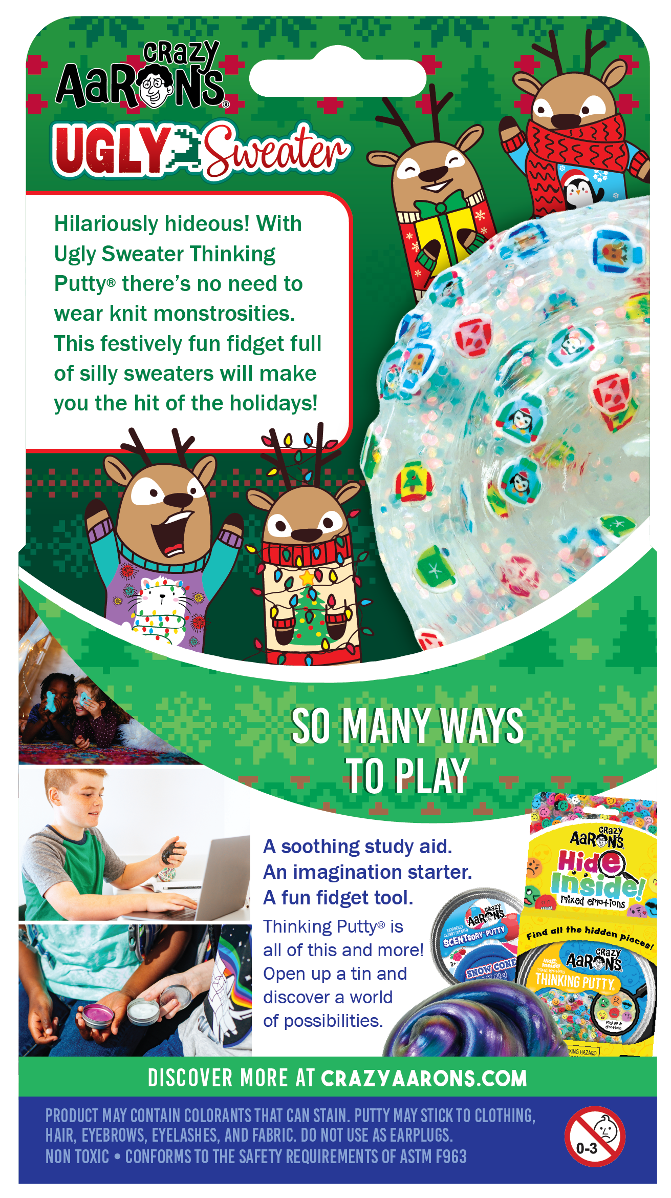 Crazy Aaron's® Thinking Putty® Hide Inside! Holiday - Ugly Sweater
